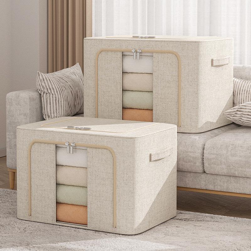 

Tianshan Foldable Cotton & Linen Wardrobe Organizer for Clothes and Quilts 50*40*33cm (70L) бежевий