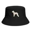 New Hat Vintage Bedlington Terrier Realistic Silhouette Unisex Bucket Embroidery Unisex DoubleSided Hip Hop Four S