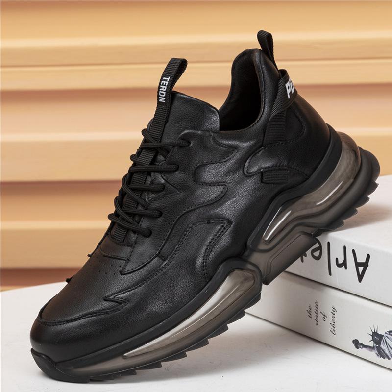 

Новые повседневные мужские туфли из коровьей кожи с верхним слоем, спортивная обувь, модные повседневные мужские туфли из кожи с толстой подошвой