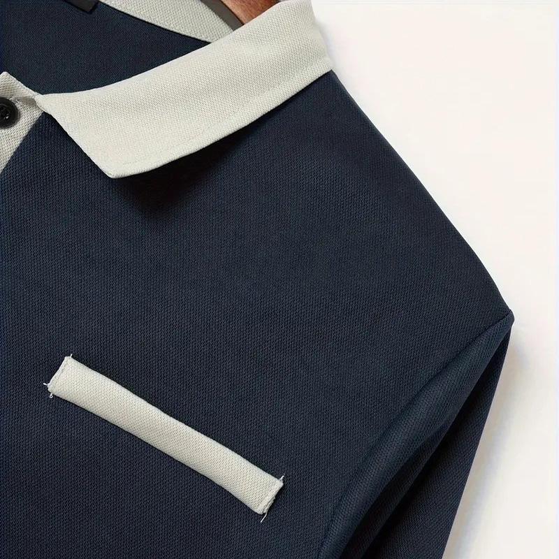 Frühling und Herbst Herren Langarm Poloshirt Business Casual Mode Klassisch Reverskragen Hemd Europäisch und Amerikanisch Übergröße