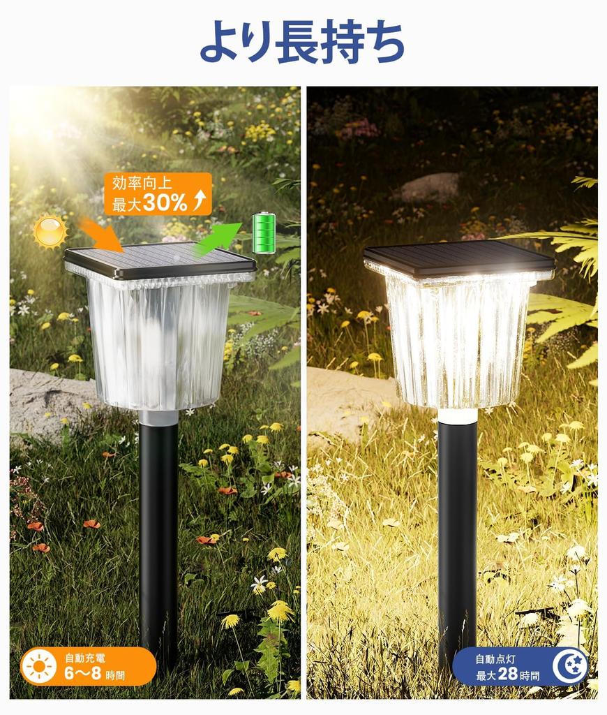 ALFIOT Outdoor Solar Garden Lights [Warm White/Daylight 2-Color Switching] IP65 Waterproof Large Solar Panel 1200mAh High-Capacity Solar Charging Batt