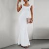 Autumn Women Knitted Dress Slim Sexy Square Collar
