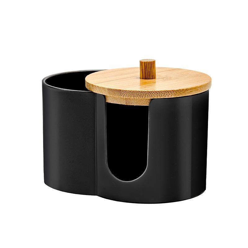 Portable Dual Hole Cotton Swab Holder Modern Round Cosmetic Storage Container for Cotton Pads and Makeup Sponges
