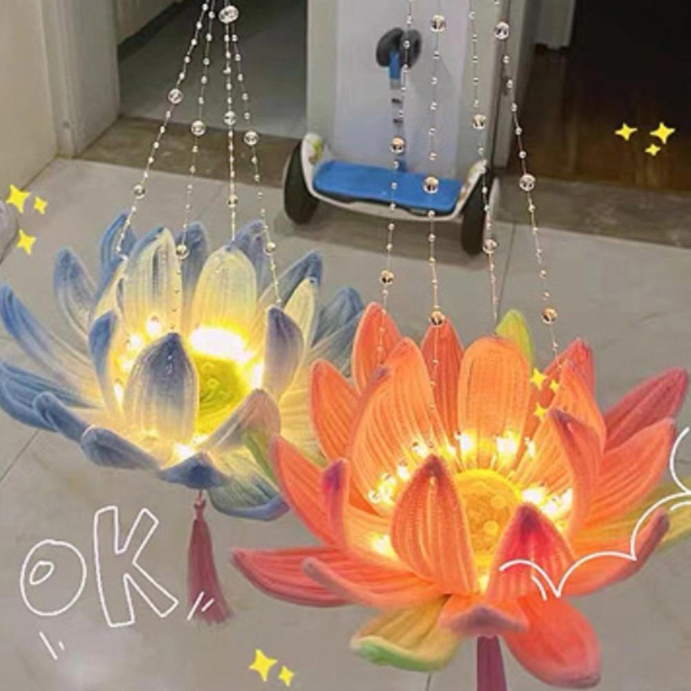 DIY Material Bag Lotus Lamp Twist Stick Chinese Style DIY Mid-Autumn Glowing Lantern  Toy