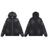 Trendy American Street Style Retro Distressed Letter Print Zipper Hooded Sweatshirt
