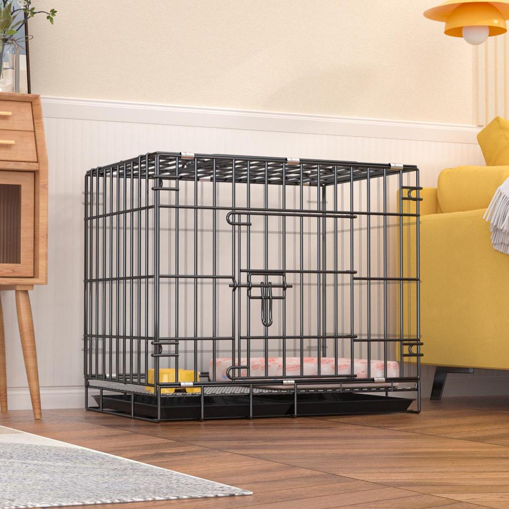 Foldable Metal Dog & Cat Cage for Home, Indoor/Outdoor, Car or Rescue Use