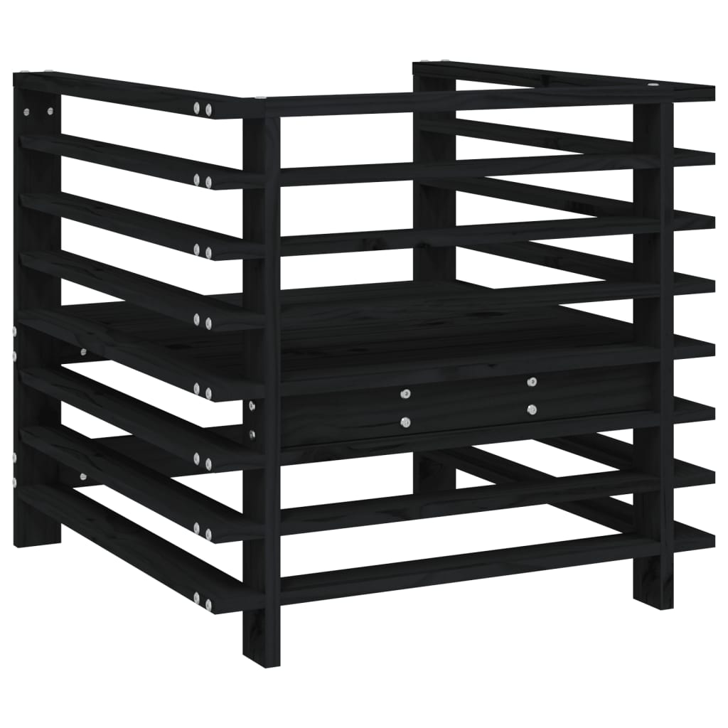 Vidaxl Garden Chairs, 2 Pcs, Black, Solid Pine Wood