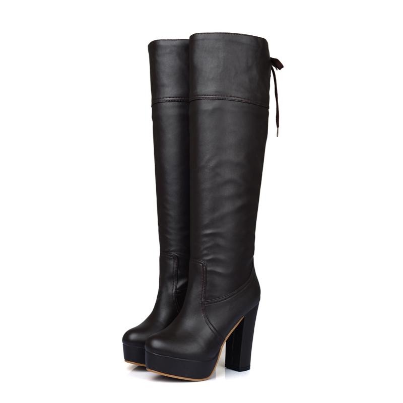 

Женские ботильоны на высоком каблуке осень и зима новые сексуальные европейский и американский стиль водонепроницаемые на платформе на толстом каблуке большого размера ботильоны средней высоты 34 коричневый