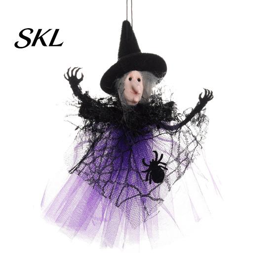 High-quality Halloween Decor Witch Doll Decoration, Spooky Ghost Pumpkin Hanging Decorative Statue with Gauze Skirt for Indoor Outdoor Party
