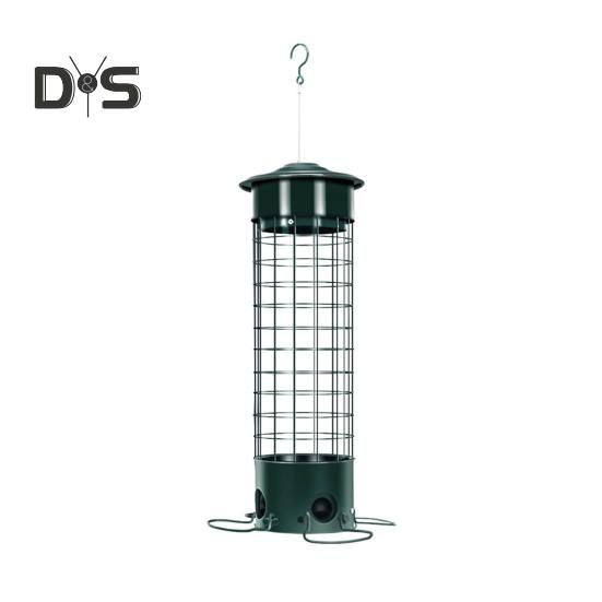 

Металлическая кормушка для птиц на открытом воздухе, подвесная кормушка для семян, защищающая от белок, с насестами для диких птиц, вьюрков, голубых сойок, синиц зелёный