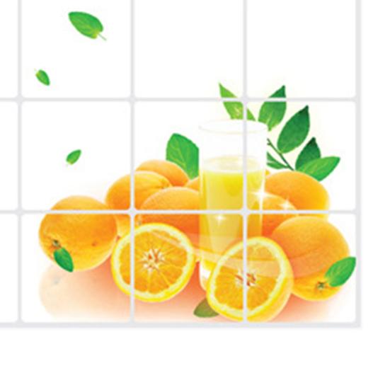 Oil-proof Kitchen Wall Sticker Orange Fruit Self-adhesive Waterproof Heat Resistant Bathroom Kitchen Wall Art Decal Decoration