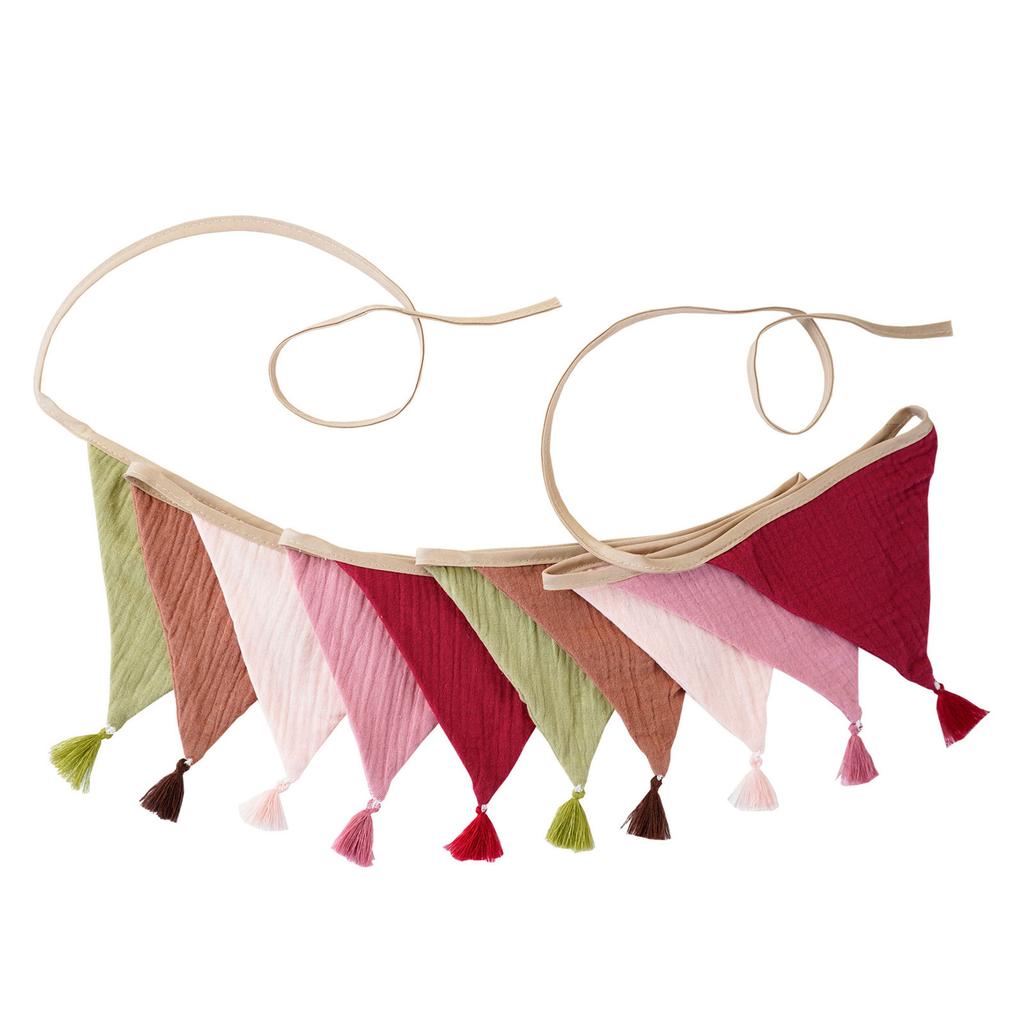 Fade Resistant Cotton Crepe Fabric Bunting Triangle Pennant Children's Room Wall Hanging Party Accessories