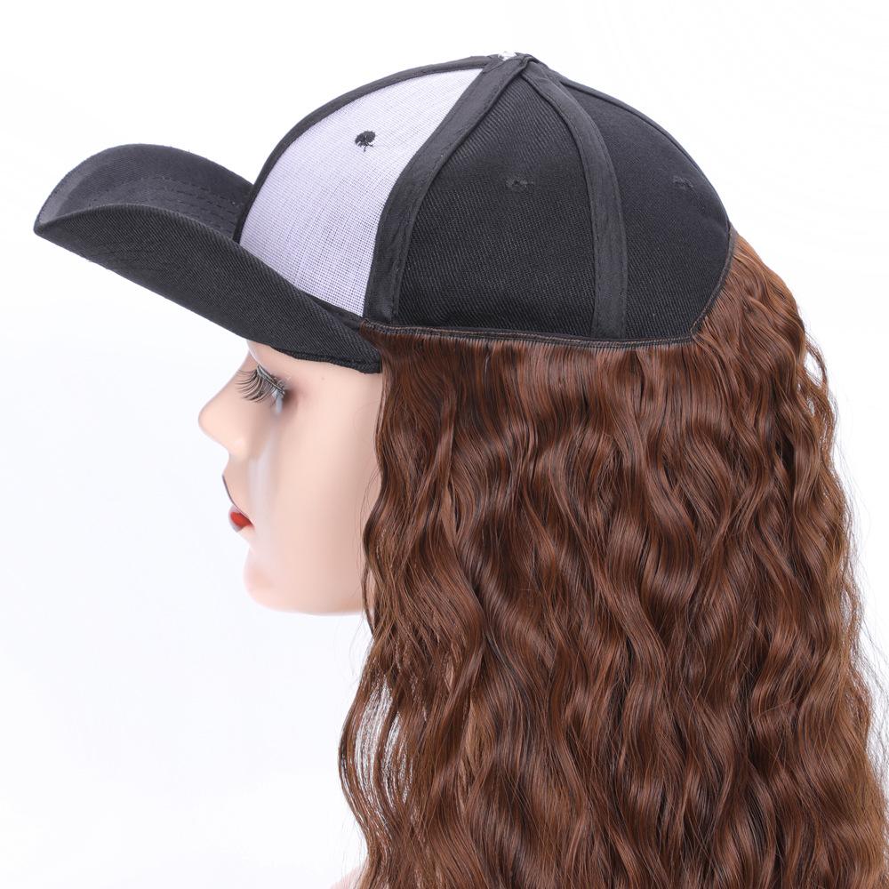 Hair Wig With Baseball Cap Straight&Wave Curly Hair Women Girl's Wigs