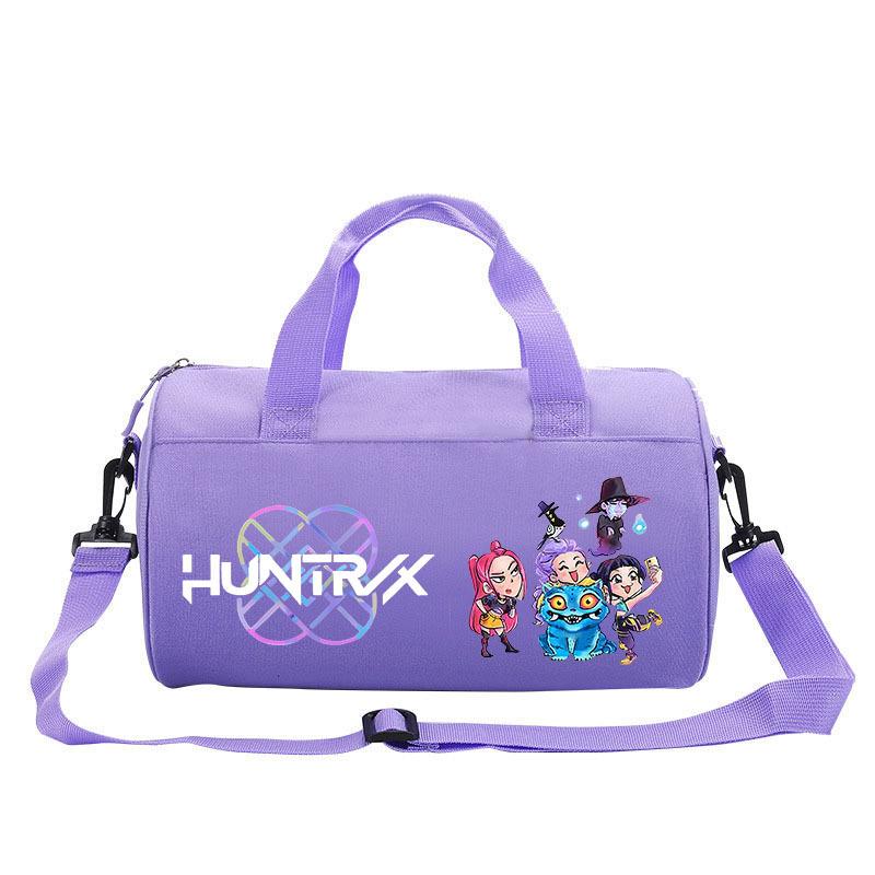 Bolsa Cilindro Fitness com Estampa de Desenho Animado Caçadores de Bruxas KPOP Bagagem Bolsa de Mão Esportiva Bolsa de Viagem