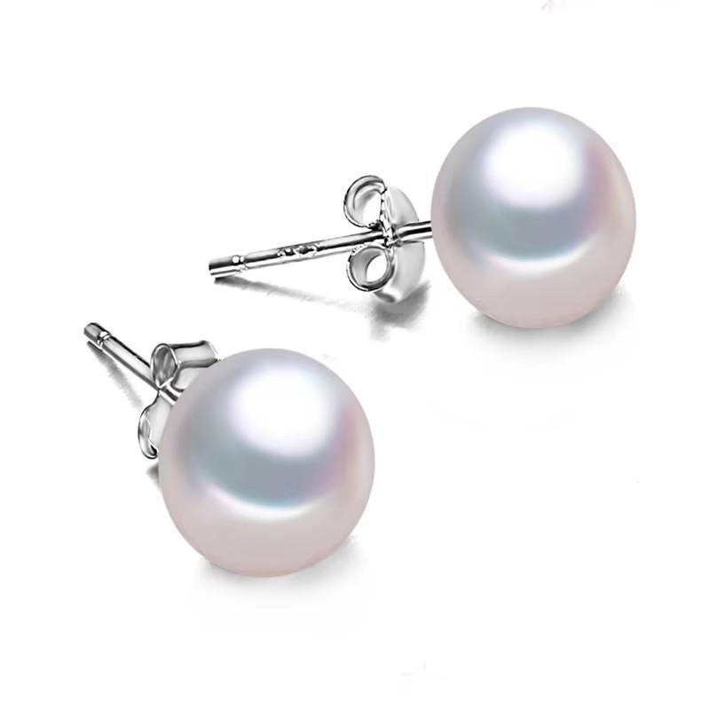 

Real 925 Sterling Silver Pearl Stud Earrings For Women Black Natural Freshwater Flat Pearl Earrings Leveback Wife Birthday Gift 7-8mm