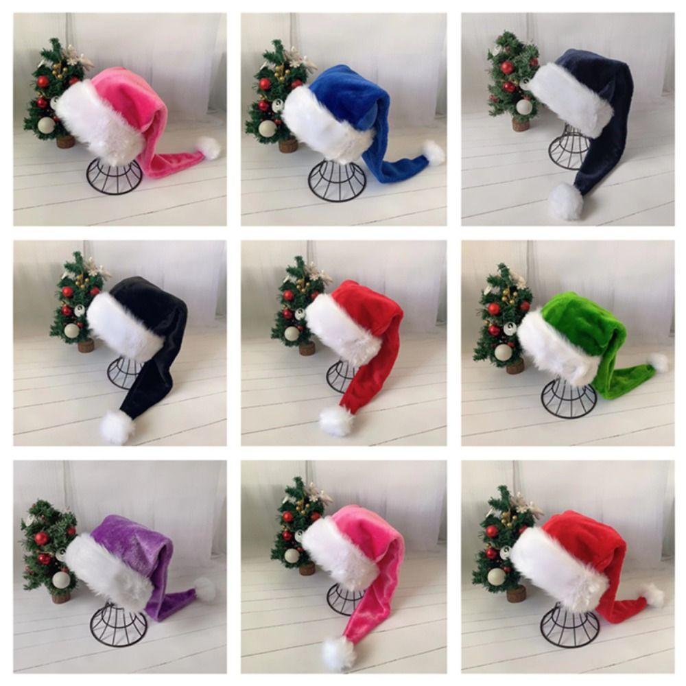 White Fur Fur Xmas Cap Red Hat Santa Hat Cosplay Supplies Plush Christmas Hat  Children Adult
