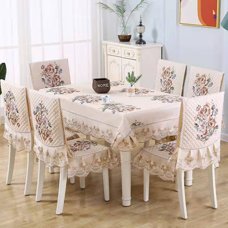 Household Lace Cotton Tablecloth Minimalist Modern Dustproof Tablecloth Chinese Style Machine Washable Cover Cloth 1pcs