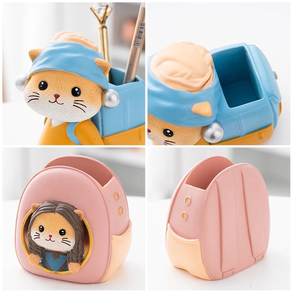Office Desktop Decorations Cute Cat Pencil Holder Ornaments Teacher's Day Gift Cute Healing Small Objects