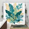 1pc Tropical Leaves Polyester Shower Curtain, Stylish Home Bathroom Decor, Dark Green, Yellow and Light Green Leaves with Hook