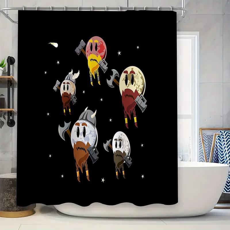 Spooky Halloween Shower Curtain Set Horror Movie Theme Bathroom Decor Creepy Skull Gothic Tapestry Eerie Halloween Party Supplie 90x180cm