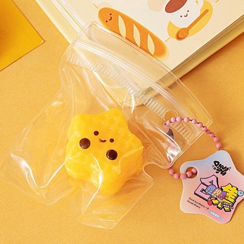 5Pcs Bread Dumping Food Stress Relief Squeeze Toys Mini Mochi  Toys Sensory Pinch Fun Party Favor Gift Keychain Pendant