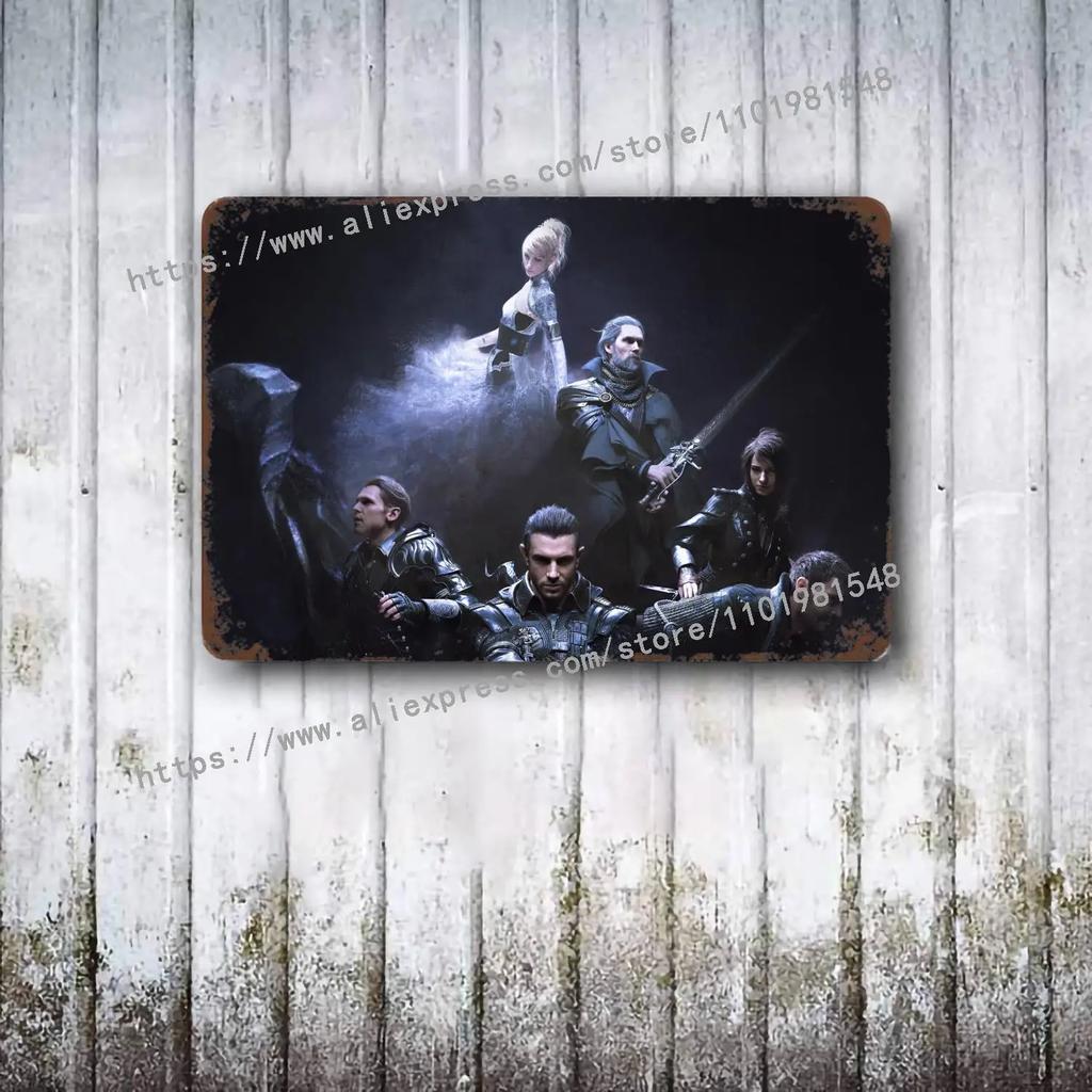 Yoshitaka Amano Final Fantasy VIIs Poster Vintage Blech Metallschild Dekorative Plakette für Pub Bar Man Cave Club Wanddekoration