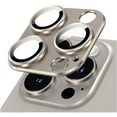 Protezione per obiettivo della fotocamera in metallo grigio titanio naturale per iPhone 16 15 Pro Max 14 Plus 13 Mini 12 11 14Pro 15Pro 13Pro 12Pro Accessori di protezione in vetro