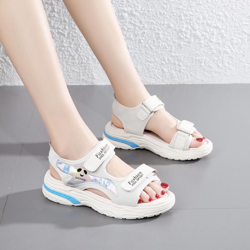 Sandales d'été pour femmes, grandes, mode, velcro, plein air, loisirs, sport, plage, pantoufles