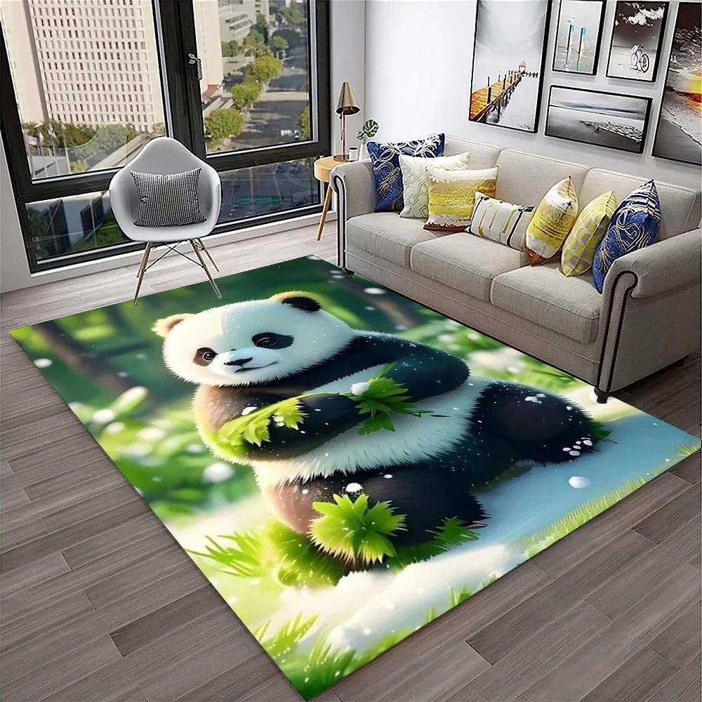 Uroczy dywan panda do sypialni, łazienki, salonu, dekoracja sofy, mata do raczkowania dla dziecka, miękki dywanik z kreskówkowym zwierzęciem, antypoślizgowa mata do zabawy