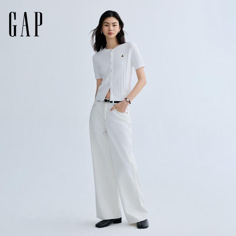 GAP Women's 2026 Spring Loose Mid-Waist Wide-Leg Non-Stretch Jeans 858815
