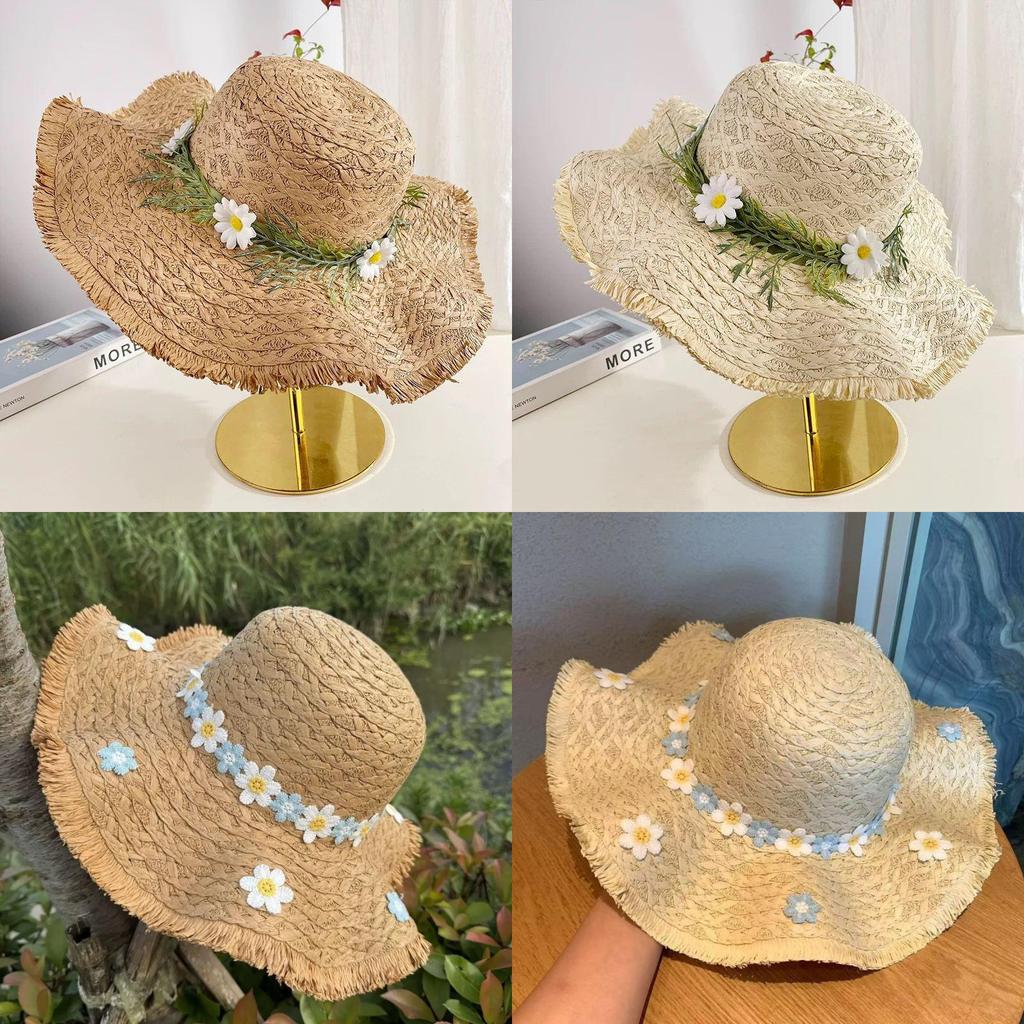 Sun Protection Straw Hat With Wide Brim For Beach Vacation And Outdoor Activities