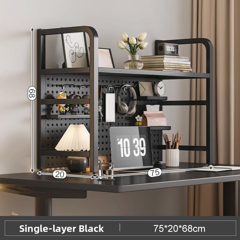 Multi-Layer Desktop Hole Board Storage Rack Stand up Computer Desk Organizer Student Dormitory Bookcase Horizontal Shelf Holder