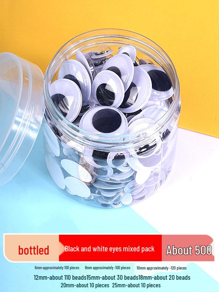 Kids' DIY Colored Eye Stickers for Crafting: Animal-Themed Black and White Eyeballs