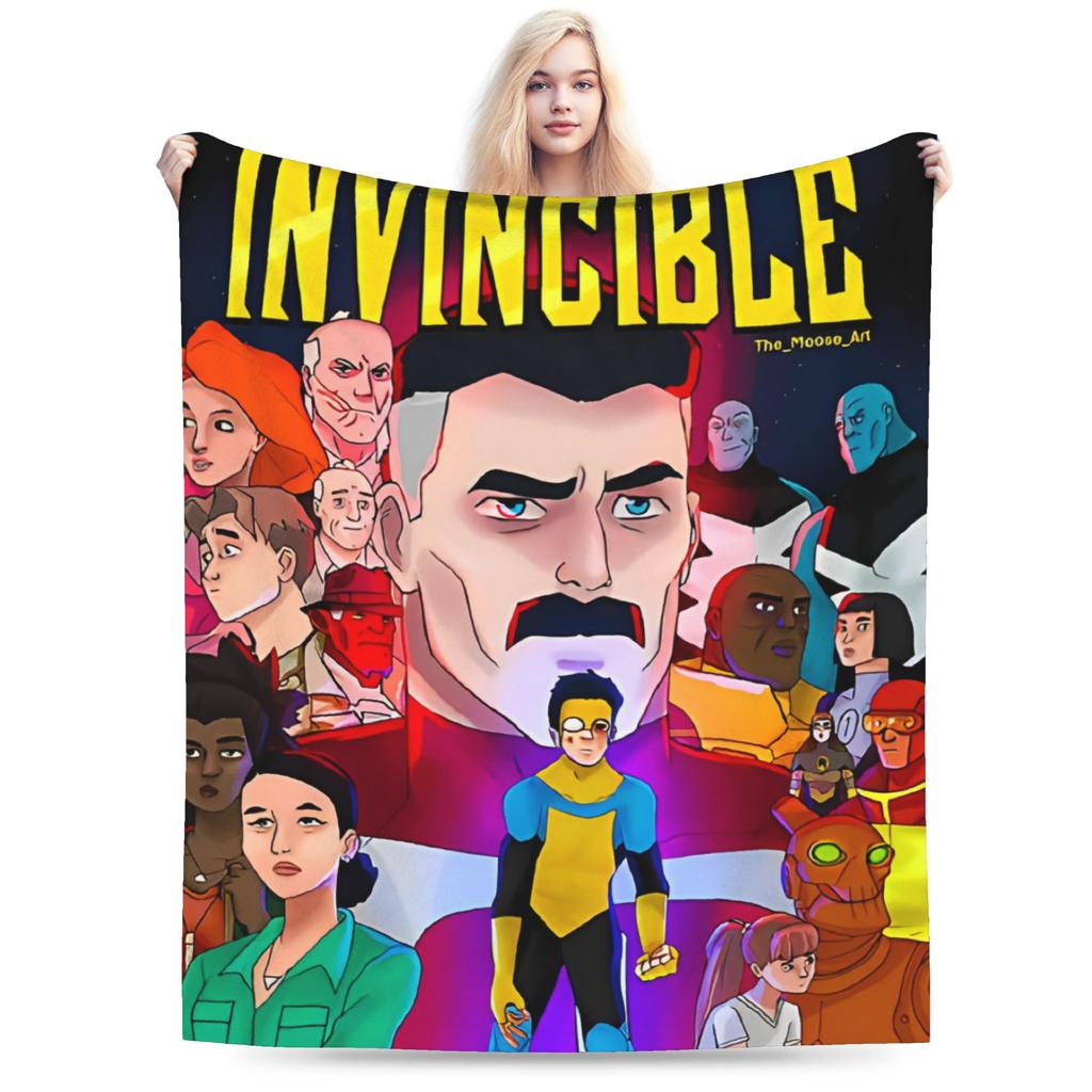 Invincible omniman amazing hero anime Blankets Super Soft Velvet Novelty Gift Throw Blanket Plush Thin Quilt
