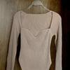 Square Collar Long Sleeve Woman Sweaters Knitted Pullover Wo