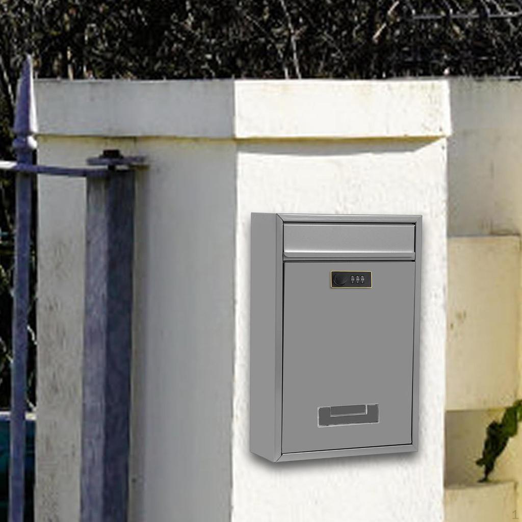 Combination Lock Security Mailbox Wall Mount 8.6x3.3x12.6inch for Gated Community Mail Collection