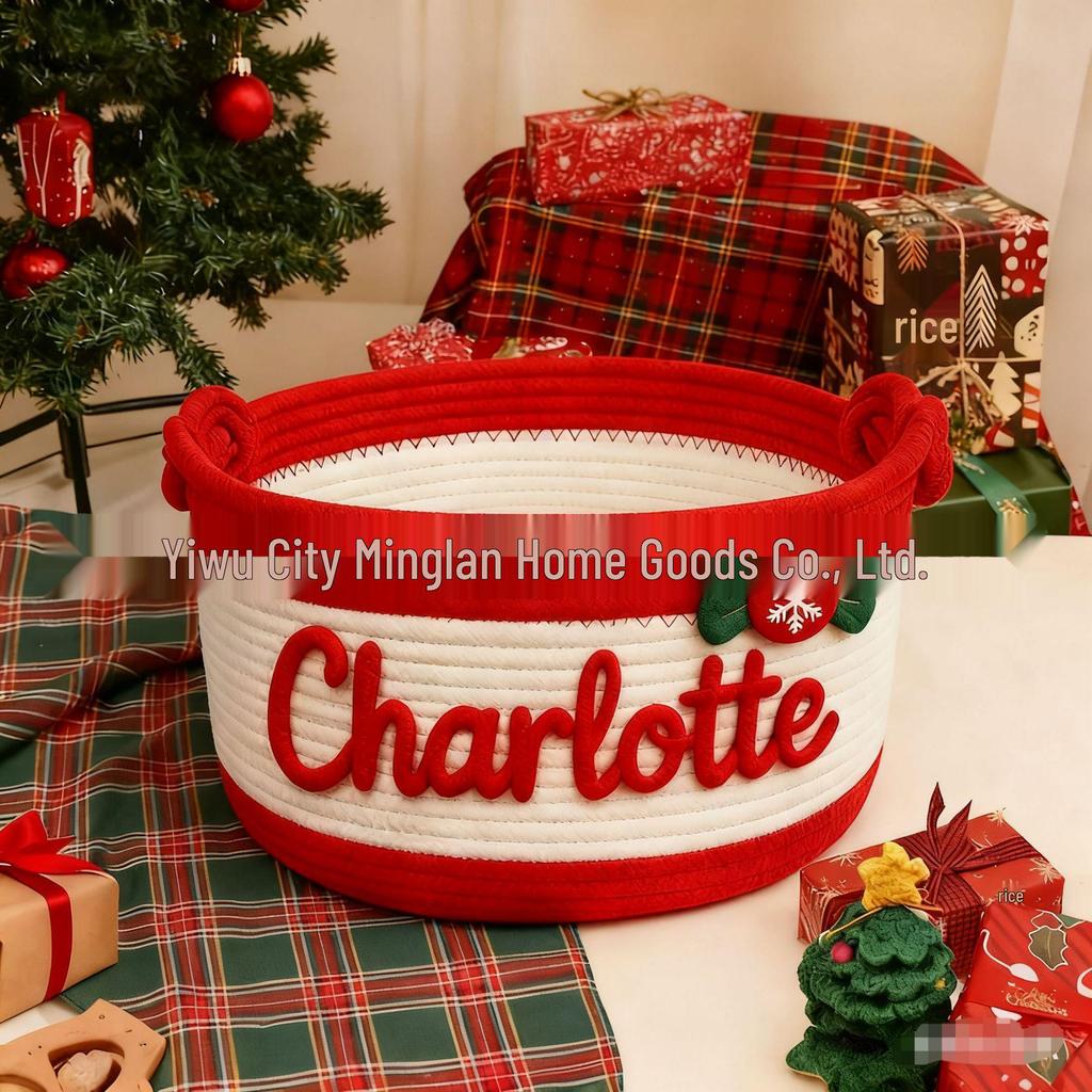 Round 8-Shaped Cotton Rope Storage Basket with Handle - Flower Pot & Toy Holder