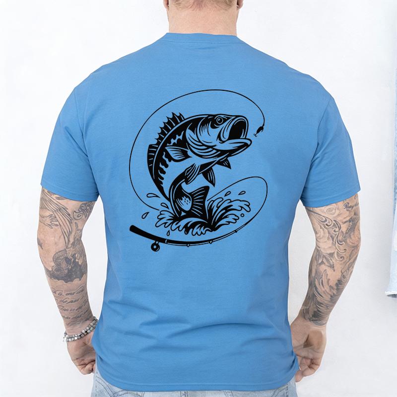 T-shirt per Amanti della Pesca da Uomo Cuore da Pescatore Stampa Pesce Persico Grafiche Magliette Casual a Manica Corta Abbigliamento Maschile Oversize