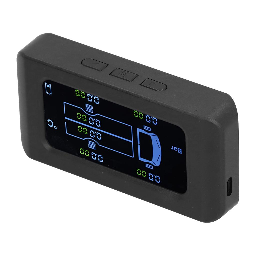 Universal Tire Pressure Monitor Solar USB Charging 0 8.5bar 122PSI Truck TPMS with 6 External Sensors