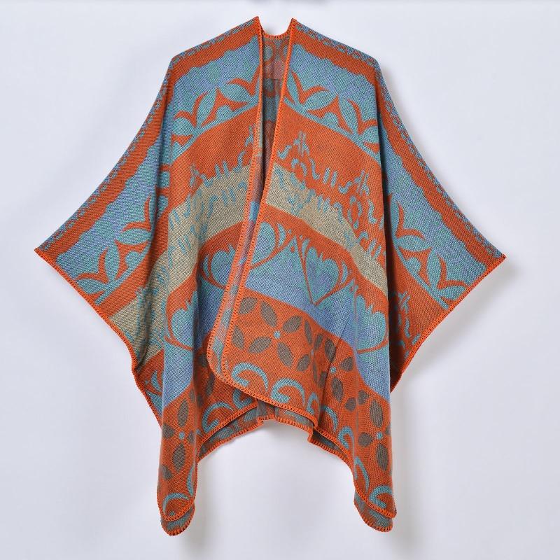 New scarf shawl women's fashion simple thickened jacquard warm cardigan