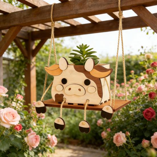 Hanging Planter Holder Cute Animal Plant Pot Hanger Swing Flower Pot Holder for Houseplants Succulents Indoor Garden Decor