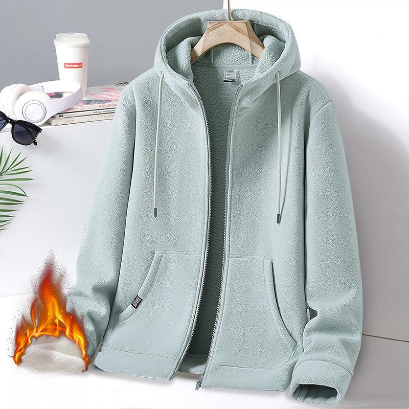 Hooded Jacket Men's and Women's Autumn and Winter Fleece Thickened Cardigan Sweater Warm and Windproof Couple Outfit