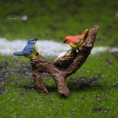 Bird Figurine Flower Pot Decoration Hanger Resin Birds Perched On Branch Planter Hugger Ornament for Potted Plants Bonsai