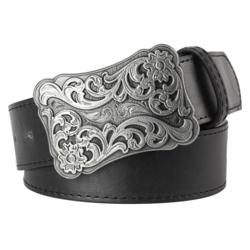 Retro Women Belt Metal Buckle Weave Arabesque Floral Pattern Belts Jeans Trend Punk Rock Decoration Waistband Gift For Women
