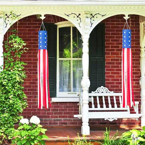 American Flag with Light Weatherproof Wind Flag Independence Day Polyester Patriotic Outdoor Display for Gardens Porches