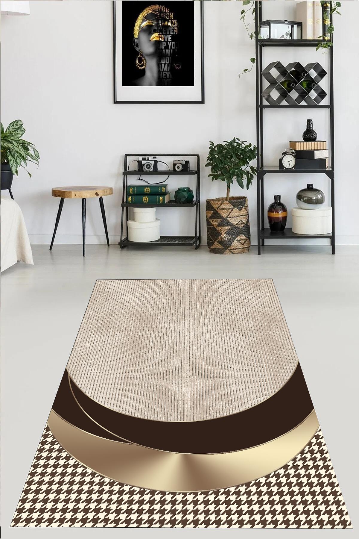 

YTRHOME Home Modern S1057 Нескользящая точечная основа с цифровой печатью нового поколения, ковер для гостиной, кухни, прихожей и напольный коврик 50 x 80 чёрный/серый