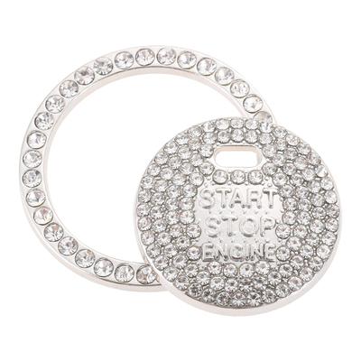Engine Start Button Cover Ring Rhinestone Car Push Bling Double Sided Switch White