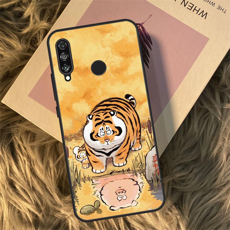 Cartoon Fat Tiger For Huawei Nova Y90 Y60 Y61 Y70 Y72 Y73 Y91 3i 7i 8i 11i 12i 9 10 SE P20 P30 P40 Lite Case