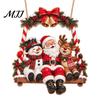 Rustic Christmas Home Accents Santa Claus Hanging Ornaments, Wooden Pendant with Hemp Xmas Party Supplies Rope, Vintage Wall Decoration for