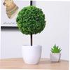 2pcs Artificial Plants Outdoor Decor Artificial Greenery In Pots Potted Topiary Trees Tabletop Artificial Topiary Fake Tree In Pot Simulated Snowball
